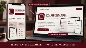 Illustrative downloadable app listing showing the trademark and download option.